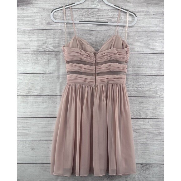 Hailey Logan Adrianna Papell Blush Pink Cutout Chiffon Mini Cocktail Dress 5/6 - Picture 4 of 9